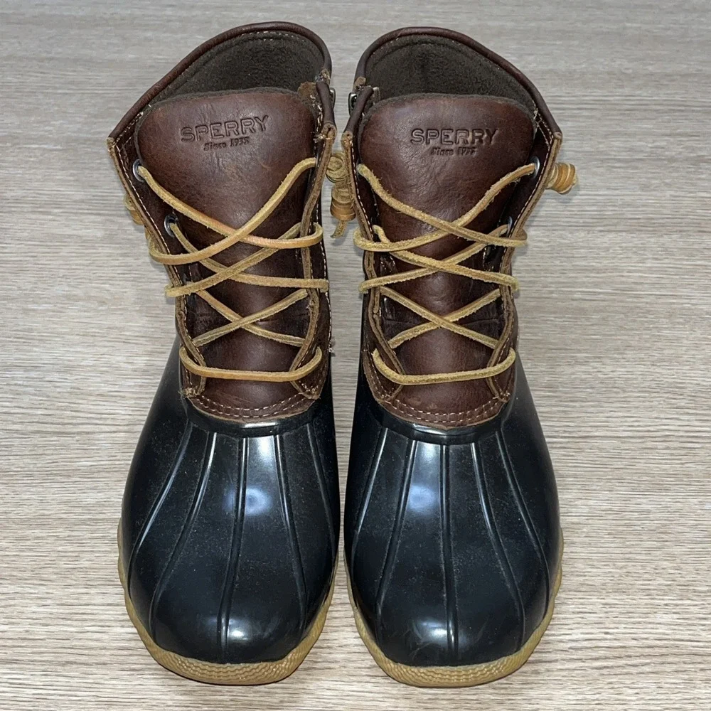 Sperry Top-Sider Women's 9.5 M Saltwater Duck Rain Boot STS91176, Dark Brown